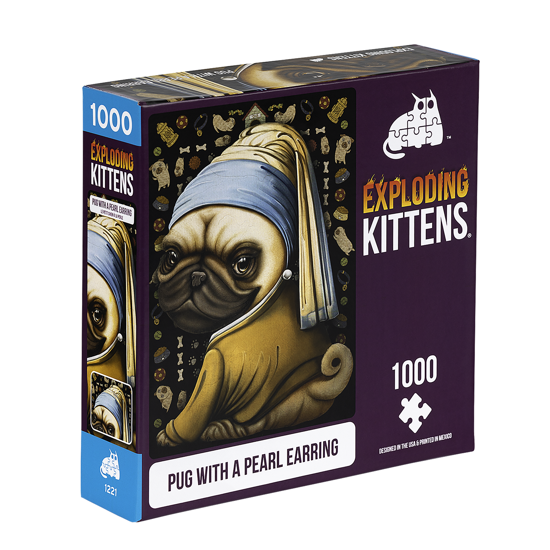 exploding-kittens-pug-pearl-earring-puzzle-1000-teile-mops image 3