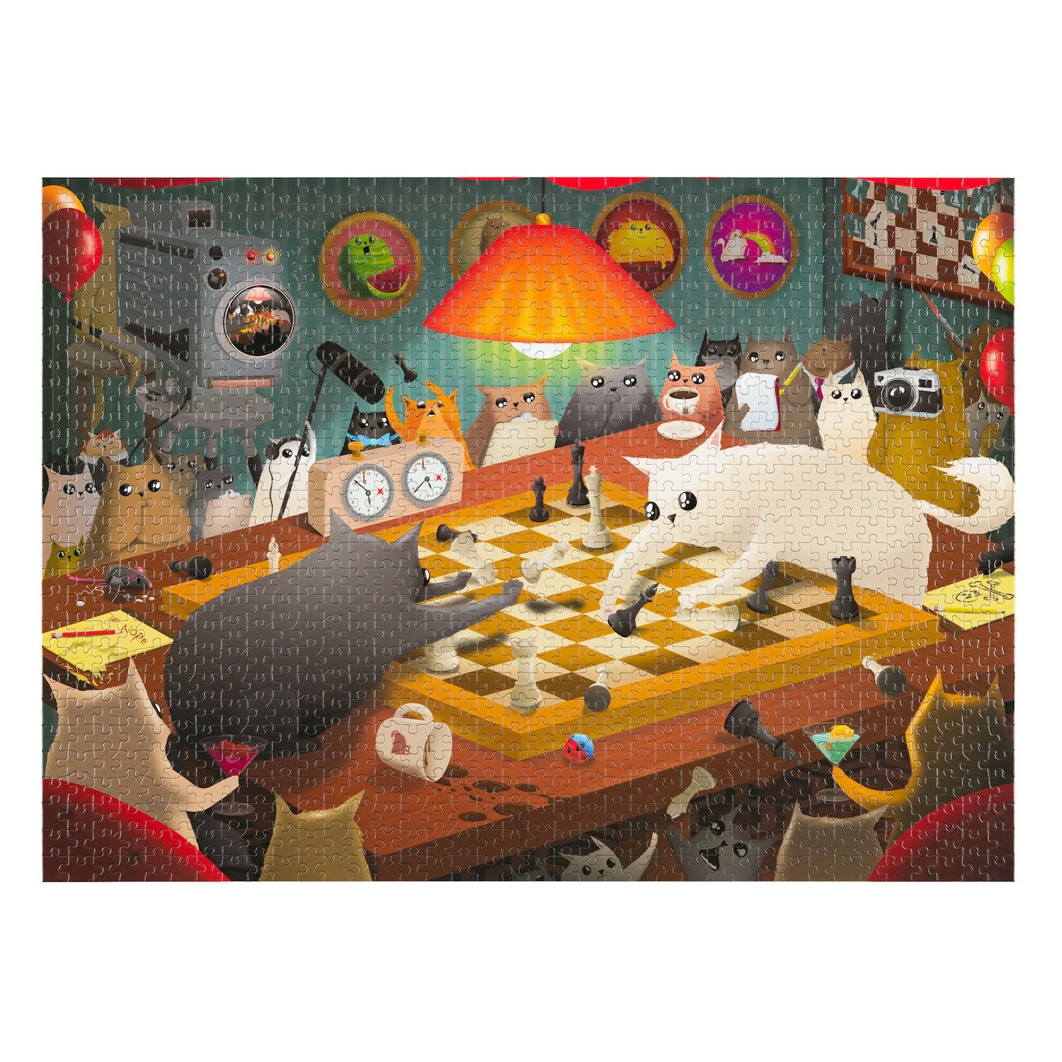 exploding-kittens-puzzles-cats-playing-chess-puzzle-1000-teile-schach image 4