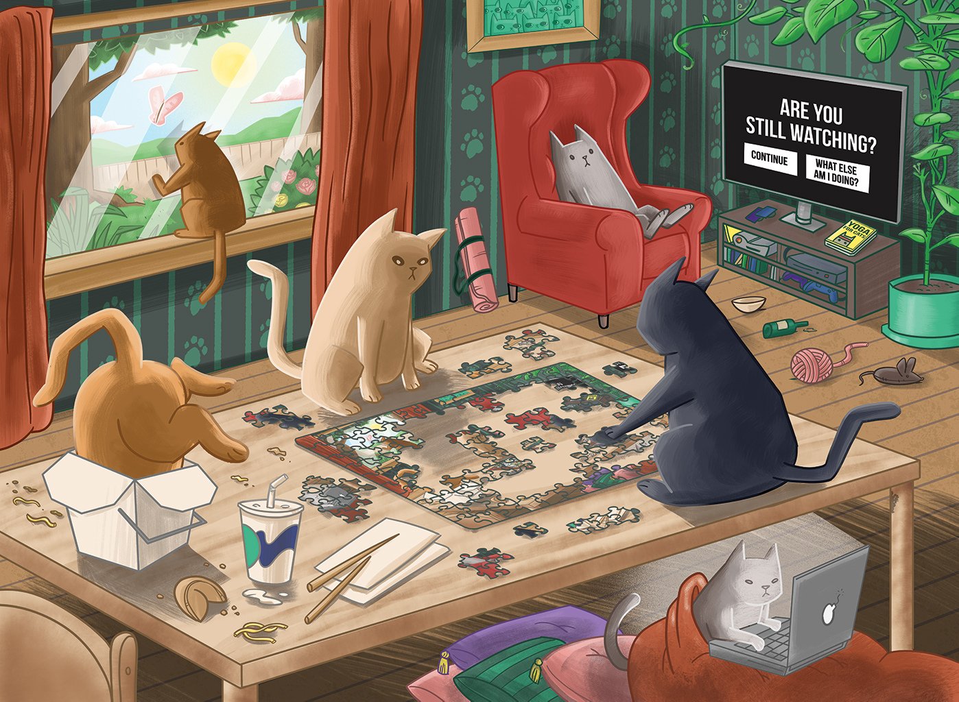 exploding-kittens-cats-in-quarantine-puzzle-1000-teile image 1