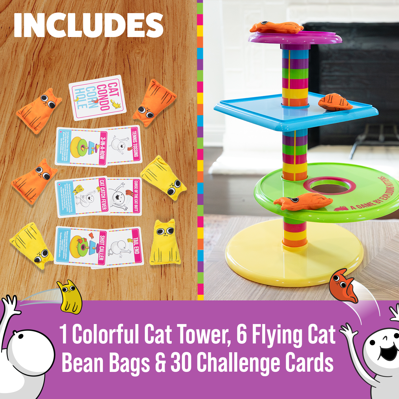 exploding-kittens-cat-condo-cornhole-wurfspiel-mit-challenge-cards image 5
