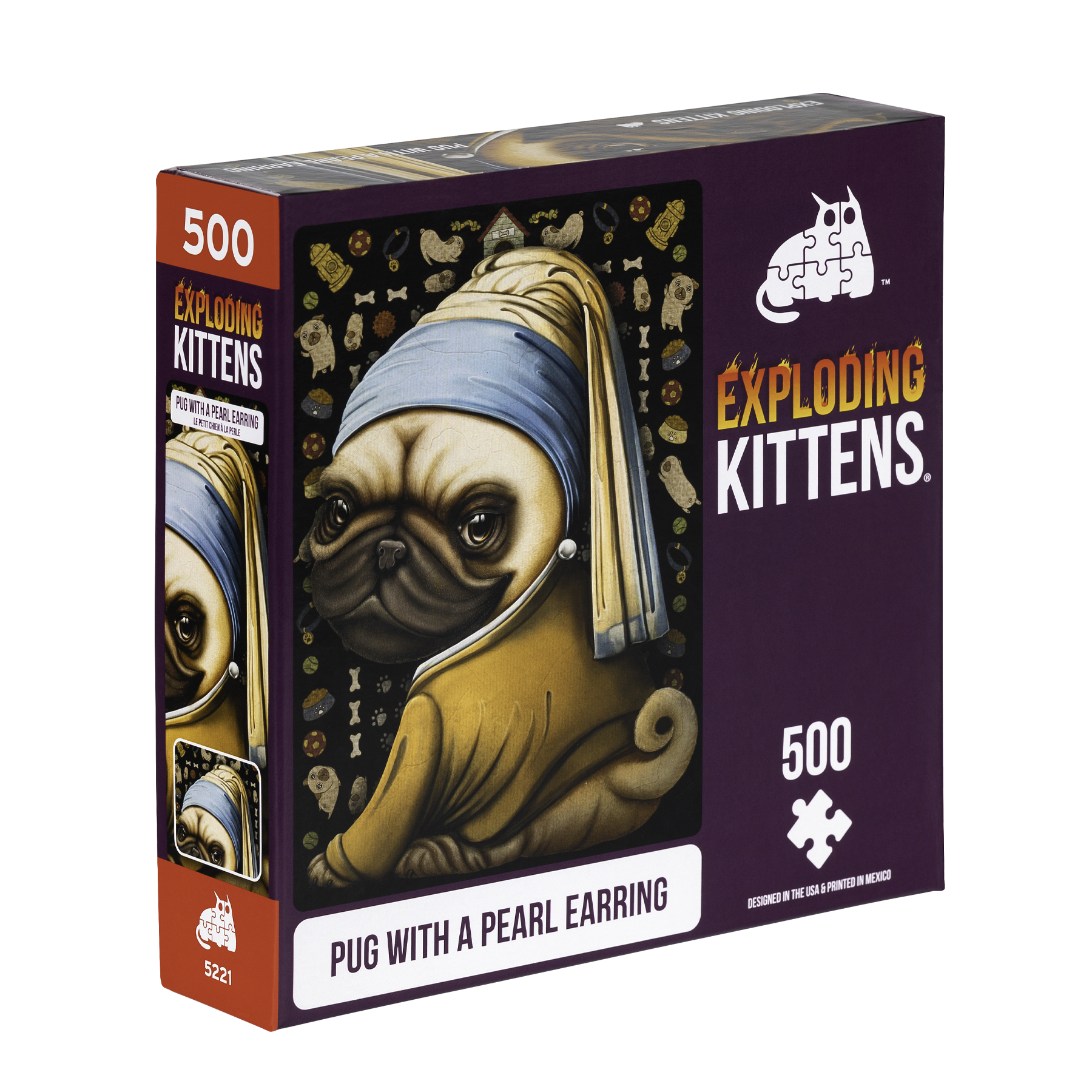 exploding-kittens-pug-pearl-earring-puzzle-1000-teile-mops image 2