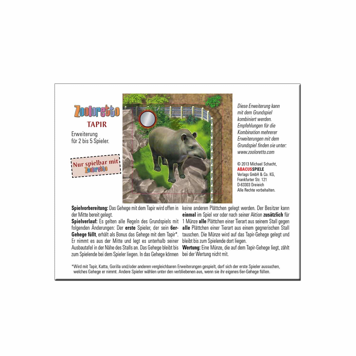 abacusspiele-zooloretto-tapir-goodie-erweiterung image 1