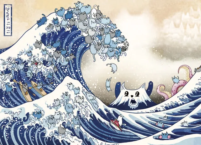 exploding-kittens-great-wave-off-cat-a-gawa-puzzle-1000-teile image 1