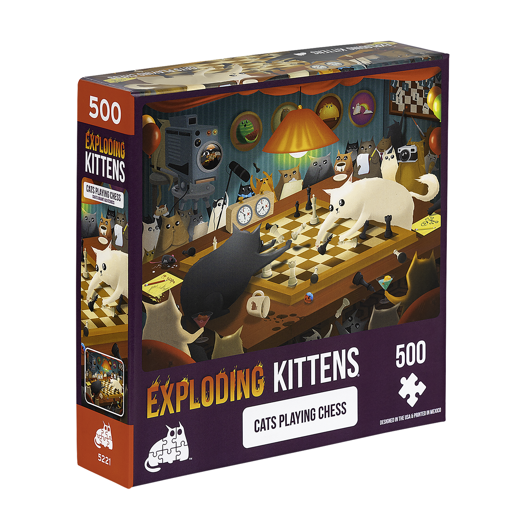 exploding-kittens-puzzles-cats-playing-chess-puzzle-1000-teile-schach image 2