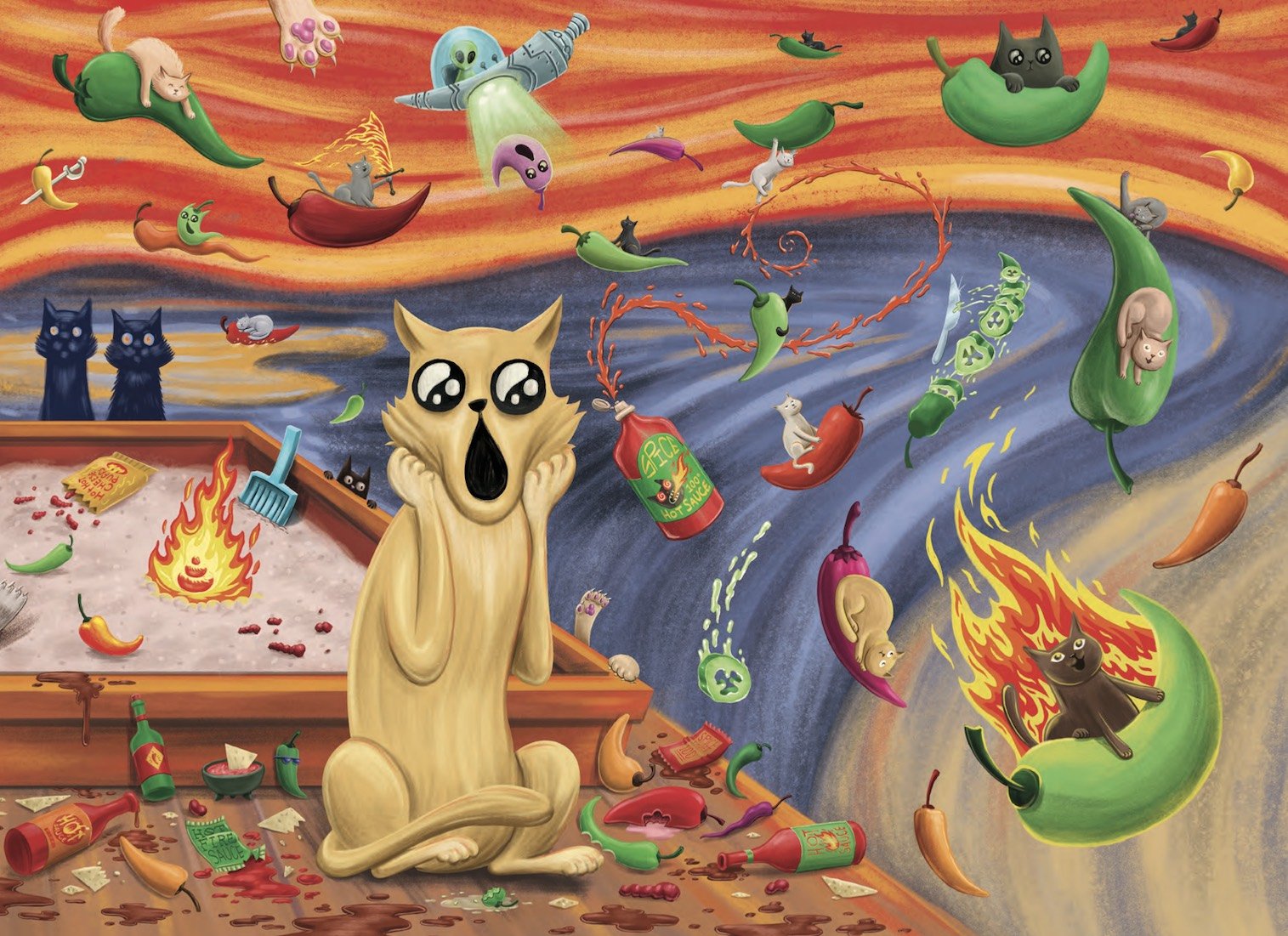 exploding-kittens-puzzles-spicy-scream-puzzle-1000-teile-mehrfarbig image 1